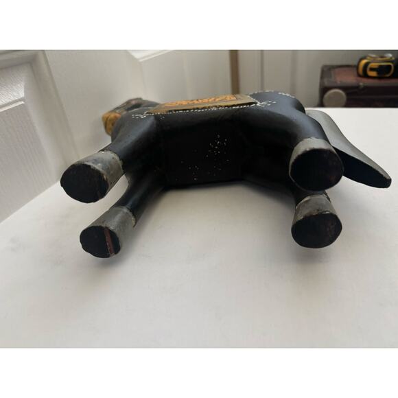 Vintage Painted Wooden Horse Statue India Folk Art Boho Decor - Picture 8 of 13